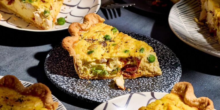 Sonneg-dry tomato, chicken and vegetable quiche recipe