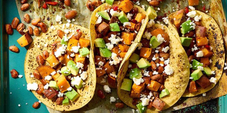 Leaf pan sweet potato-orange breakfast tacos recipe
