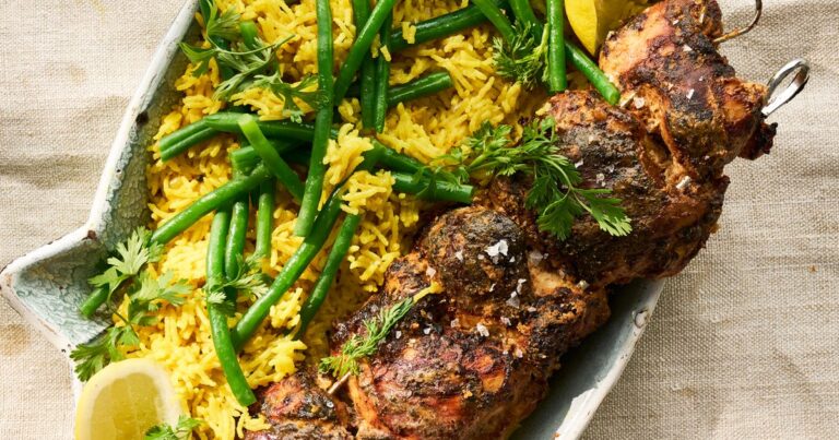 Tandoori Chicken King Kebab with turmeric & green beanyani