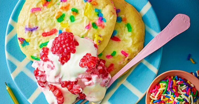Raspberry Ripple Funfetti Pancakes Recipe