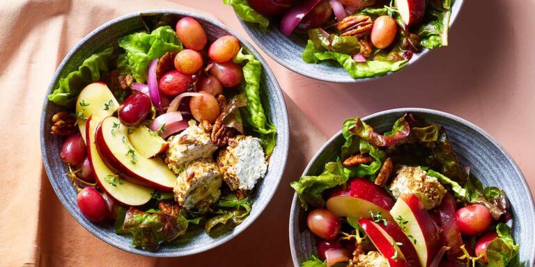 Apple grape salad with a pecan goat cheese recipe