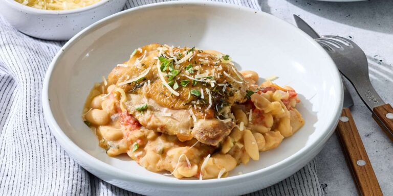 Creamy tomato chicken and white bean recipe