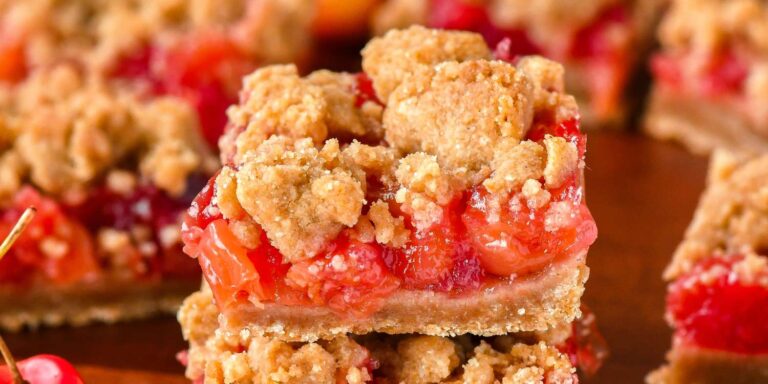 Fresh recipe of cherry crumbs