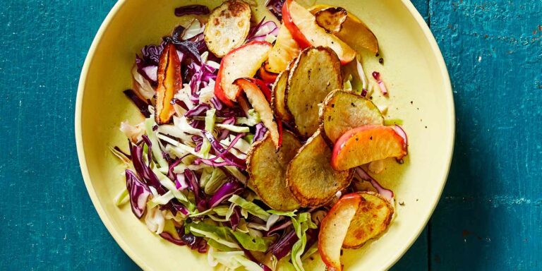 Maple-Cider-Kraut salad with air fried apples and potatoes recipe