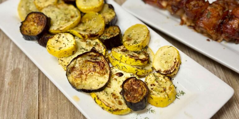 Air Fryer Dilly-roasted Japanese eggplant and pumpkin recipe