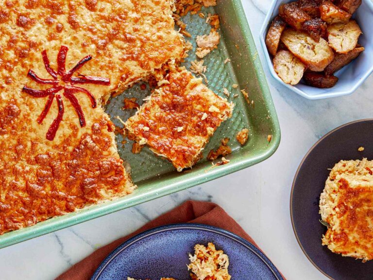 My family’s cheese Cuban chicken and rice casserole I do for every party