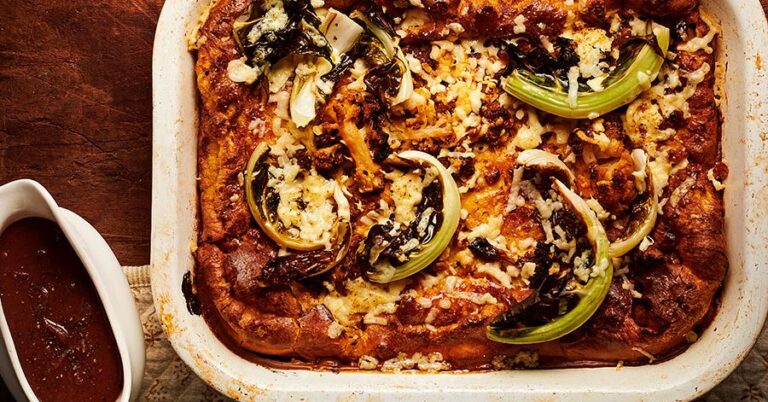 Roasted cauliflower cheese cramp with red onion sauce recipe